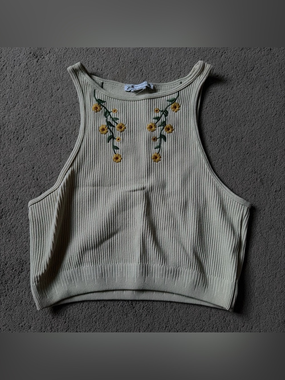 ZARA High Neck Embroidered Top